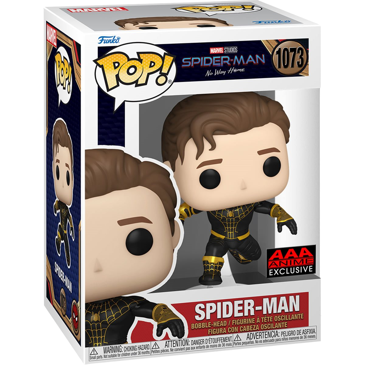 Spider-Man: No Way Home Unmasked Spider-Man Black Suit Funko Pop! Vinyl Figure #1073 - AAA Anime Exclusive