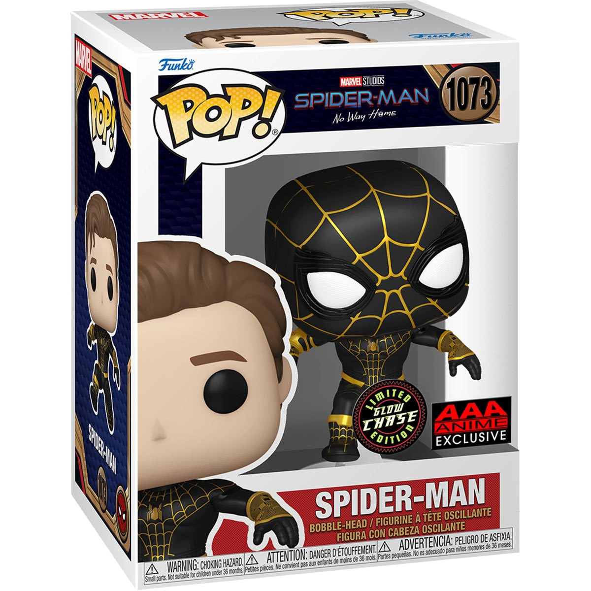Chase - Spider-Man: No Way Home Unmasked Spider-Man Black Suit Funko Pop! Vinyl Figure #1073 - AAA Anime Exclusive